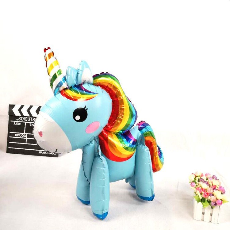 Standing Balloon Kuda Pony / Balon Foil Unicorn 3D FullBody - BIRU