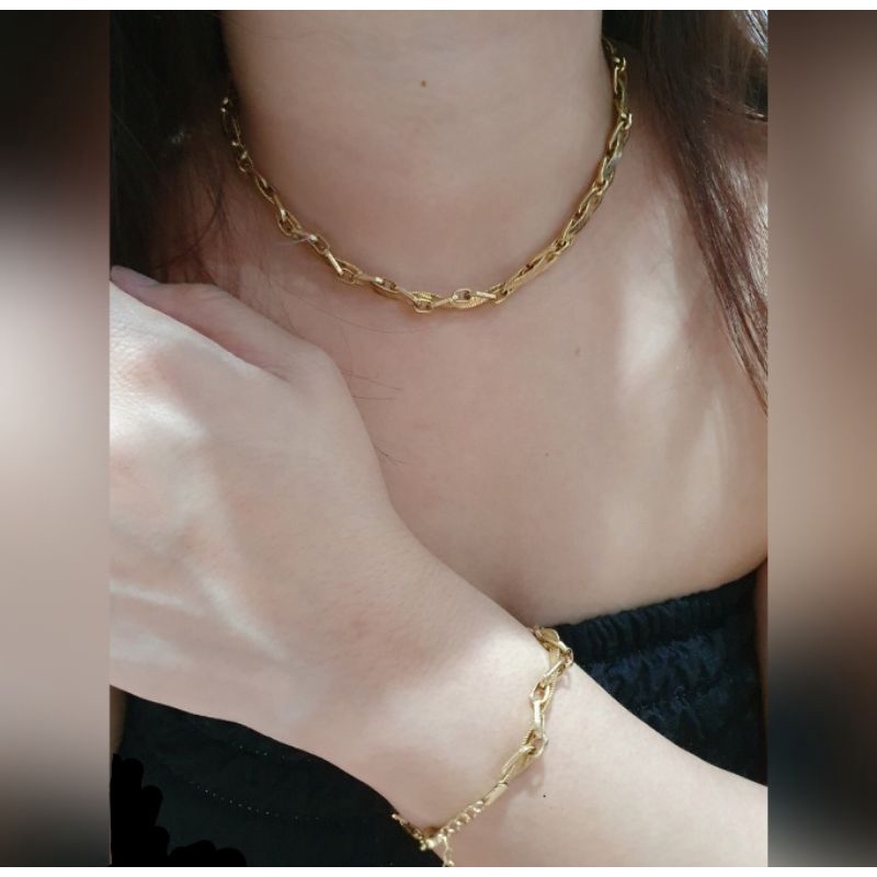 Kalung Gelang Titanium Asli Rantai gold  Premium Quality Anti karat anti alergi Stainless steel 92928