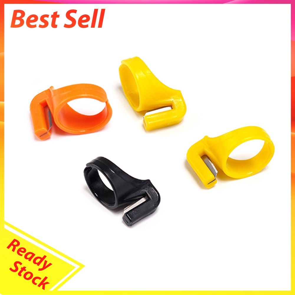 Plastic Thimble Sewing Ring Fishing Thread Cutter Finger Blade Needle Tools