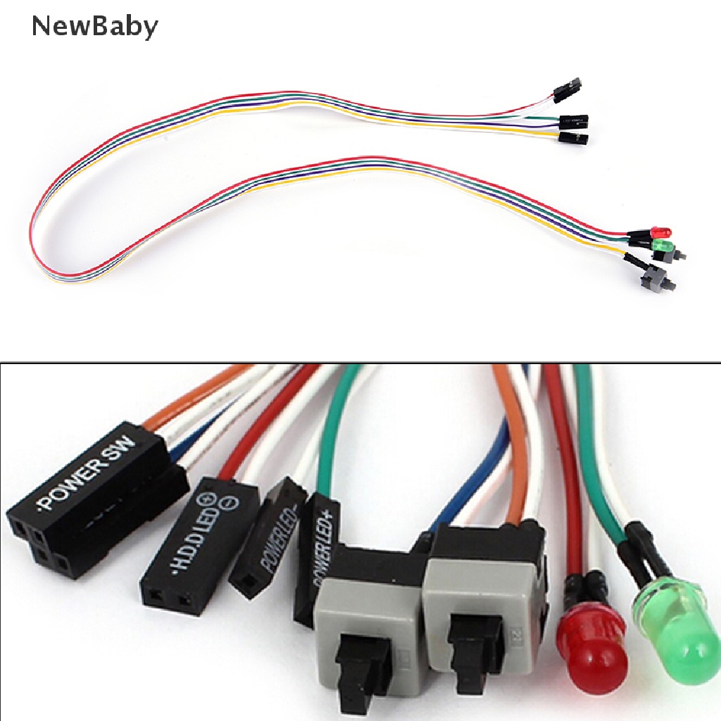 NewBaby High quality PC case red green LED lamp ATX power supply reset HDD switch lead ID