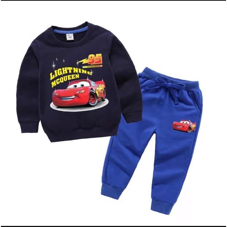 SETELAN SWEATER JOGER ANAK TERBARU TERMURAN MOTIF MCQUEEN 95 UNTUK 1-5 TAHUN