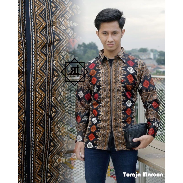 Zaja - Baju Kemeja Batik Pria Dewasa Lengan Panjang Fashion Formal Cowok Pakaian Kerja &amp; Kondangan Pria Baju Kemeja Formal Lengan Panjang Lakai Laki