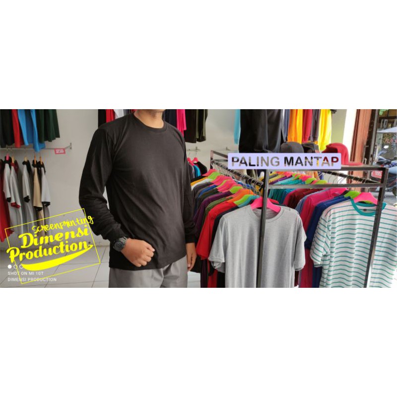 KAOS POLOS HITAM LENGAN PANJANG RIB