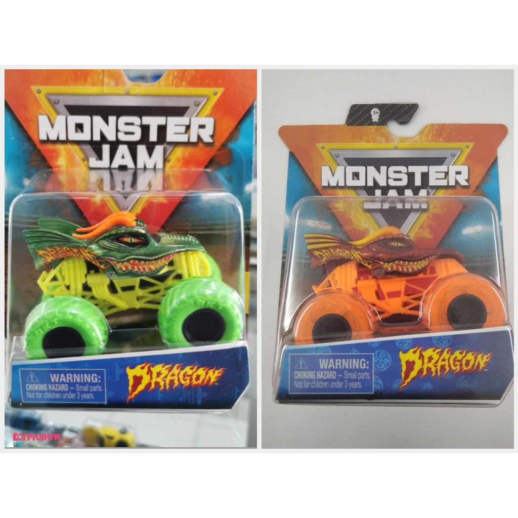 Monster Jam DRAGON Ban Hijau Orange Monster Trucks MJ Skala 64 Mobil Mainan Anak Naga Binatang