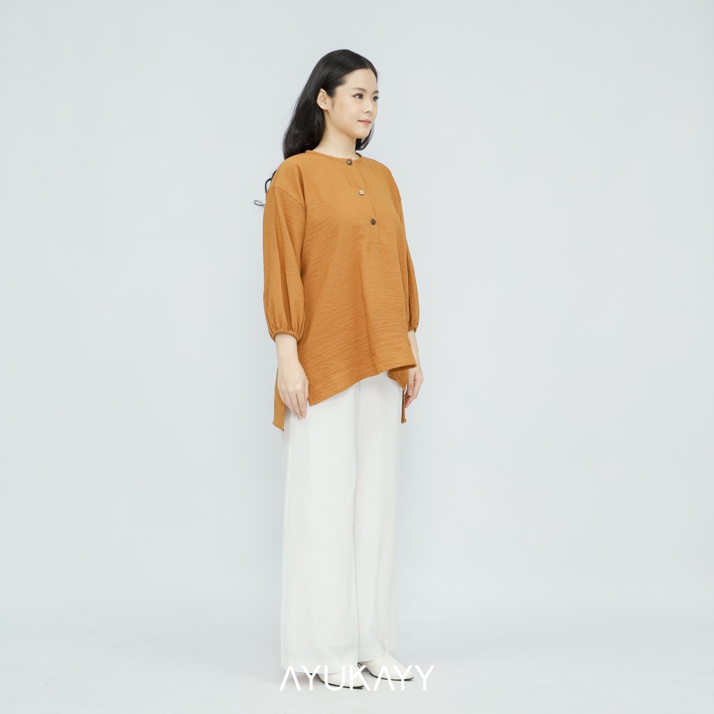 MSMO Sakura Vneck Shirt Blouse Kemeja Oversize / Kemeja Kantor / Kemeja Korea / Kemeja Oversized / Atasan Wanita