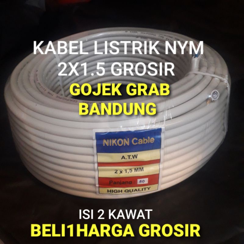 Kabel listrik 2x1.5 NYM kawat isi 2 bukan serabut