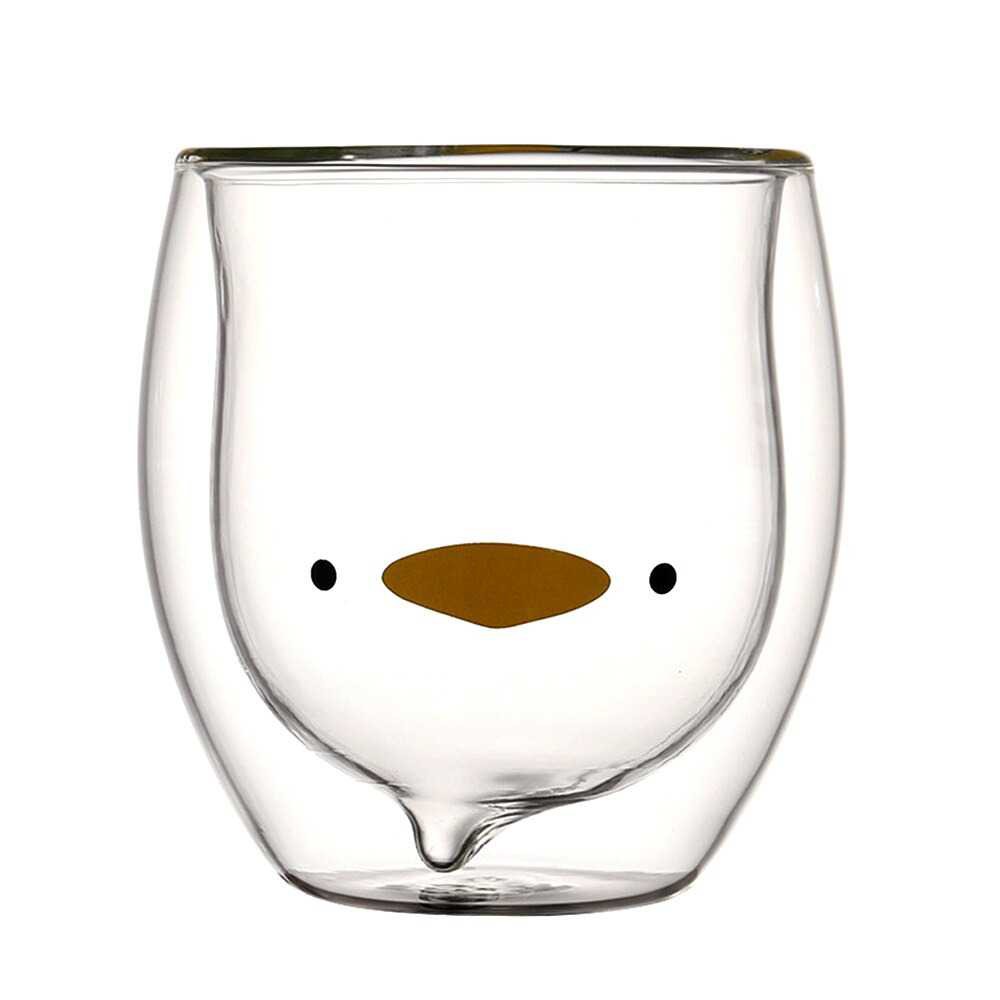 Gelas Kaca Unik Bening Lucu Aesthetic Murah Kekinian Double Wall Glass 250ml / Gelas Kopi Teh Susu-2