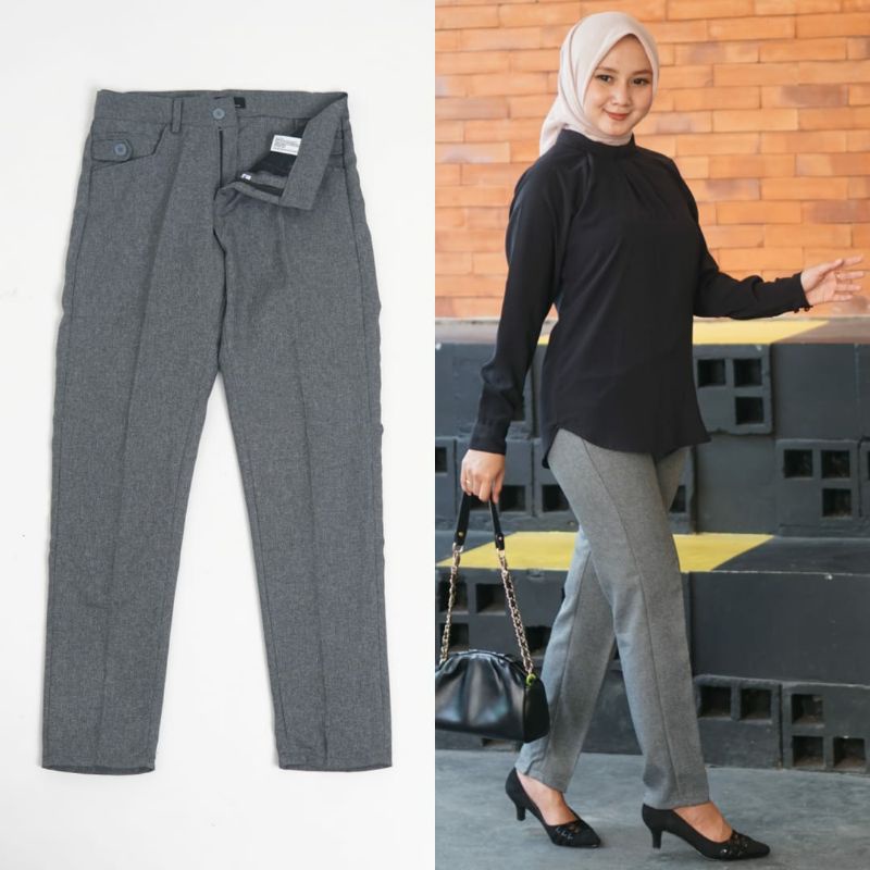 celana bahan kerja wanita resleting/celana bahan slimfit/celana kerja cewek/celana sopan