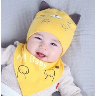 Kupluk + Celemek Bayi | Slabber Anak | Bib + Hat Baby