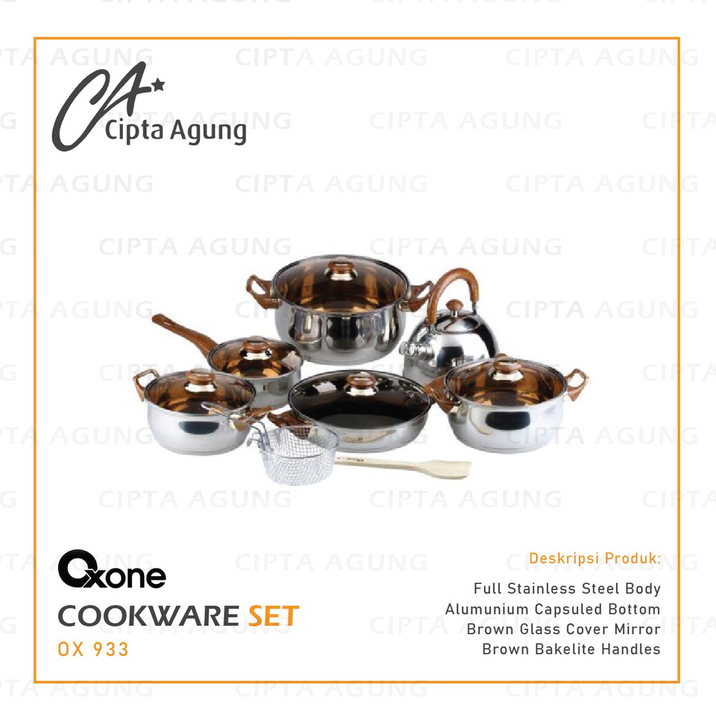 ECO COOKWARE SET / PANCI SET OXONE STAINLESS STEEL OX-933 OX933 OX 933