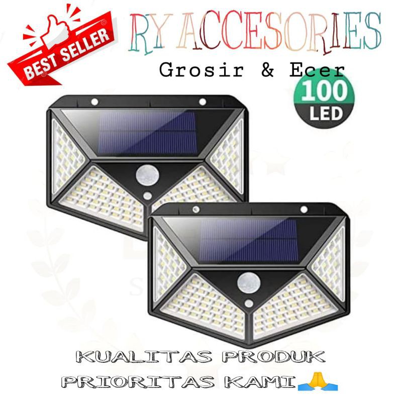 RY - Lampu Taman Tenaga Surya 100LED Sensor Light LED Lampu Solar Tenaga Surya Lampu Dinding