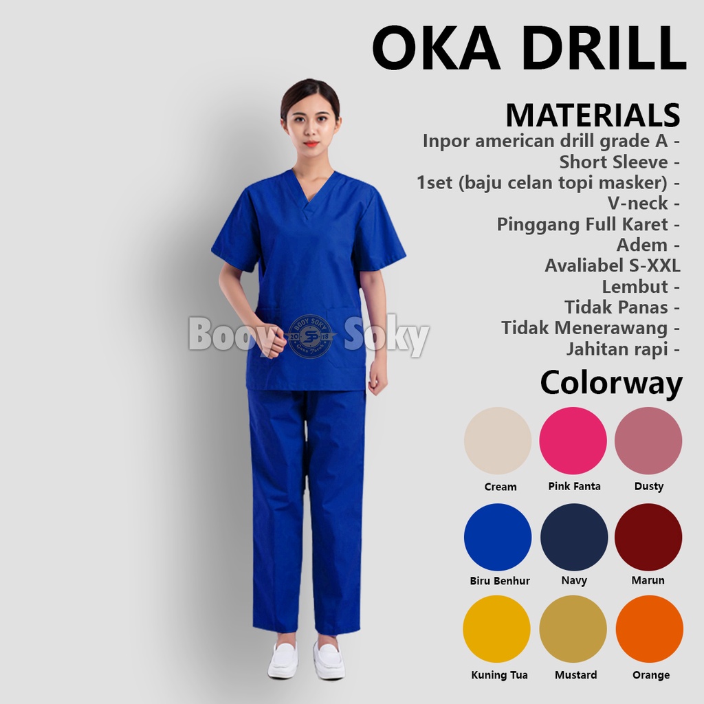 Baju OK / Baju Oka / Baju Jaga / Baju Medis / Baju Operasi - Lengan Pendek Biru Benhur