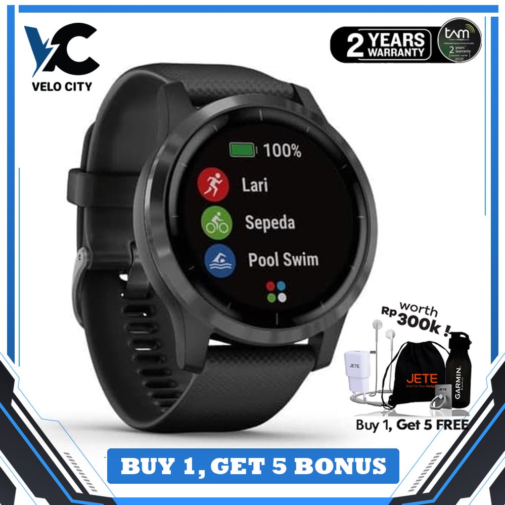 Garmin Vivoactive 4 GPS Wi-Fi Shadow Black SEA - Garansi TAM 2 Tahun