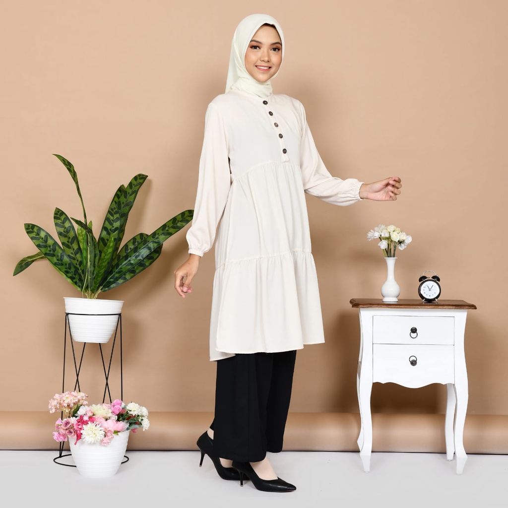 Nayla Tunik Atasan Muslim Wanita Bahan Premium Tunik Basic Tunik Polos Simple Tunik Kasual Untuk Wanita Baju Panjang Wanita