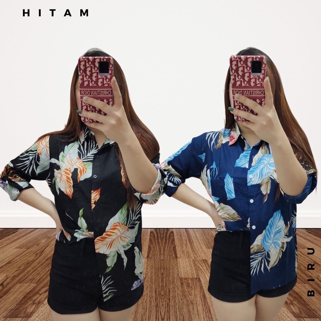 PC - KEMEJA BIG FLORA LENGAN PANJANG / ATASAN CASUAL / ATASAN MOTIF TERBARU