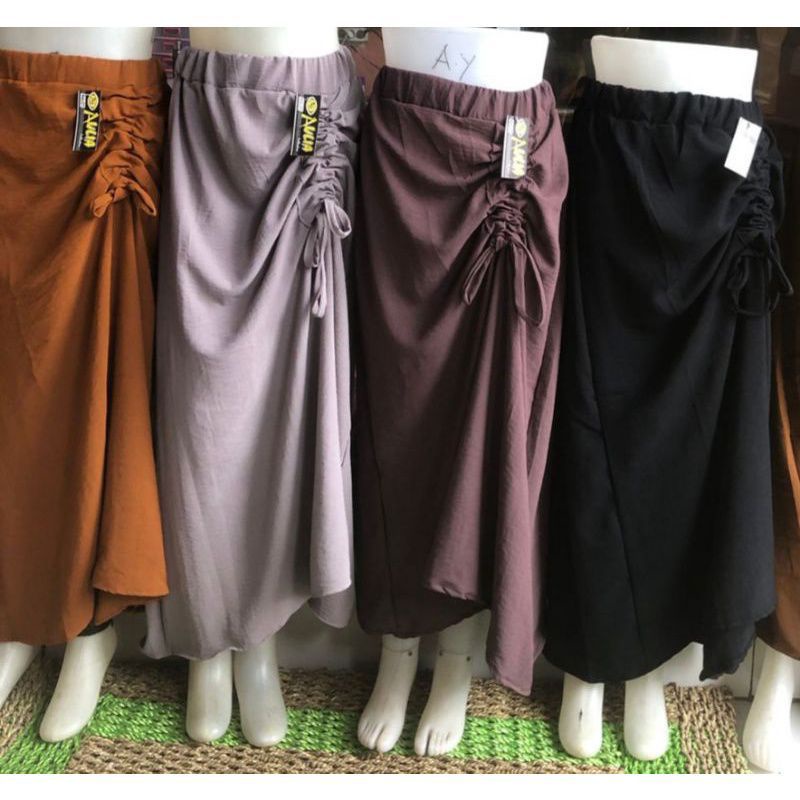 ROK CANTIKA SERUT CRINKLE AIRFLOW PREMIUM / ROK SERUT SAMPING CASUAL / ROK WANITA POLOS PANJANG HIJA