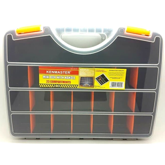 Kenmaster Mini Box With Handle 23 Compartment - Tool Box Koper Slot