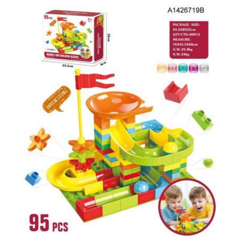 Mainan edukasi Marble run Building blocks 95 pcs