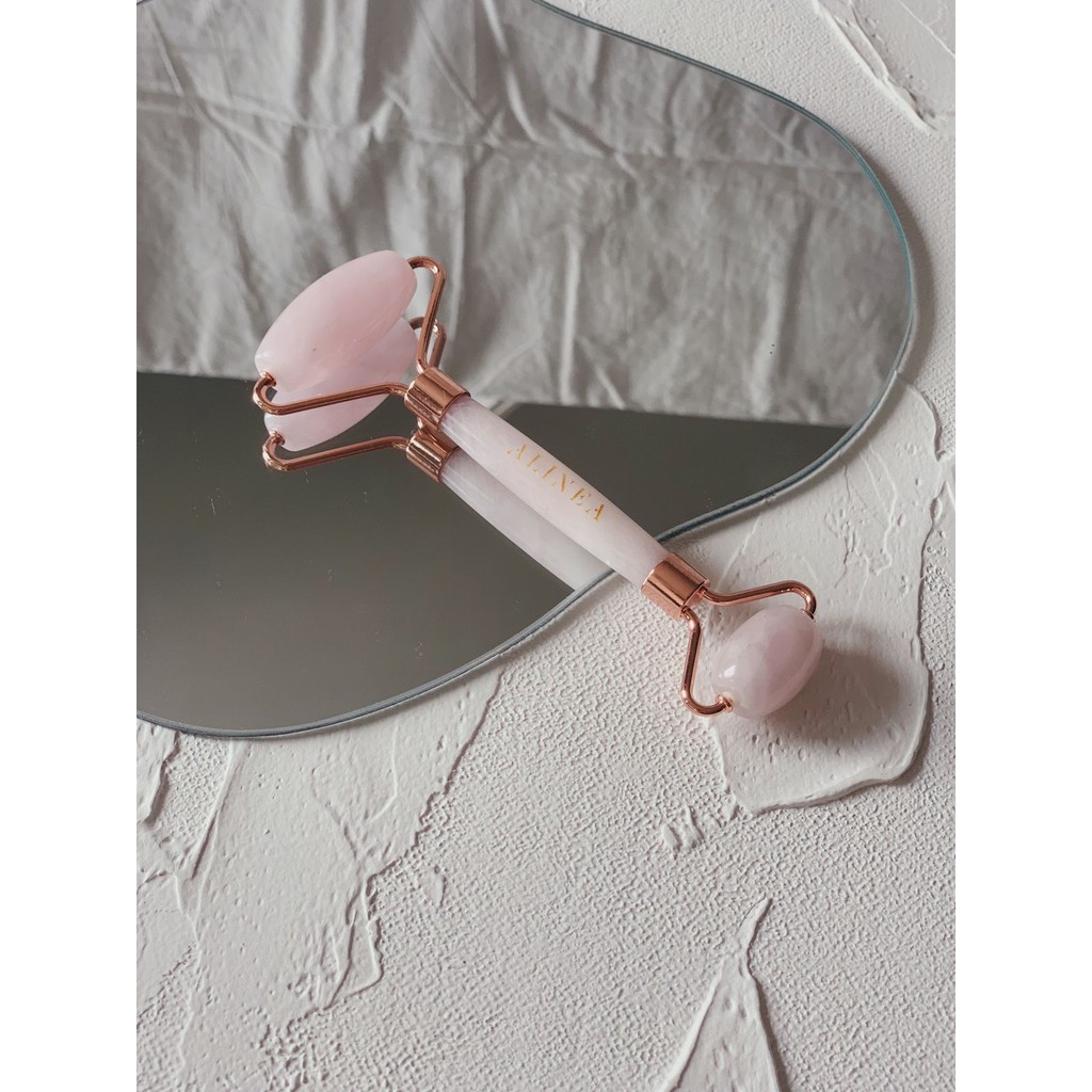 [Paket]Rose Quartz Face Roller &amp; Rose Quartz Gua Sha Massage Tool