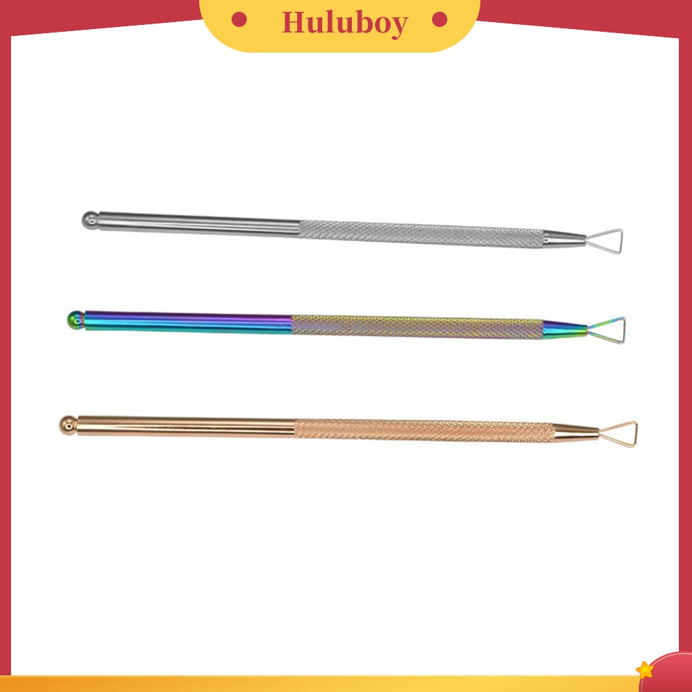 Huluboy Huluboy♡ Alat Pengupas / Pendorong Kutek Gel Bentuk Segitiga Bahan Stainless Steel