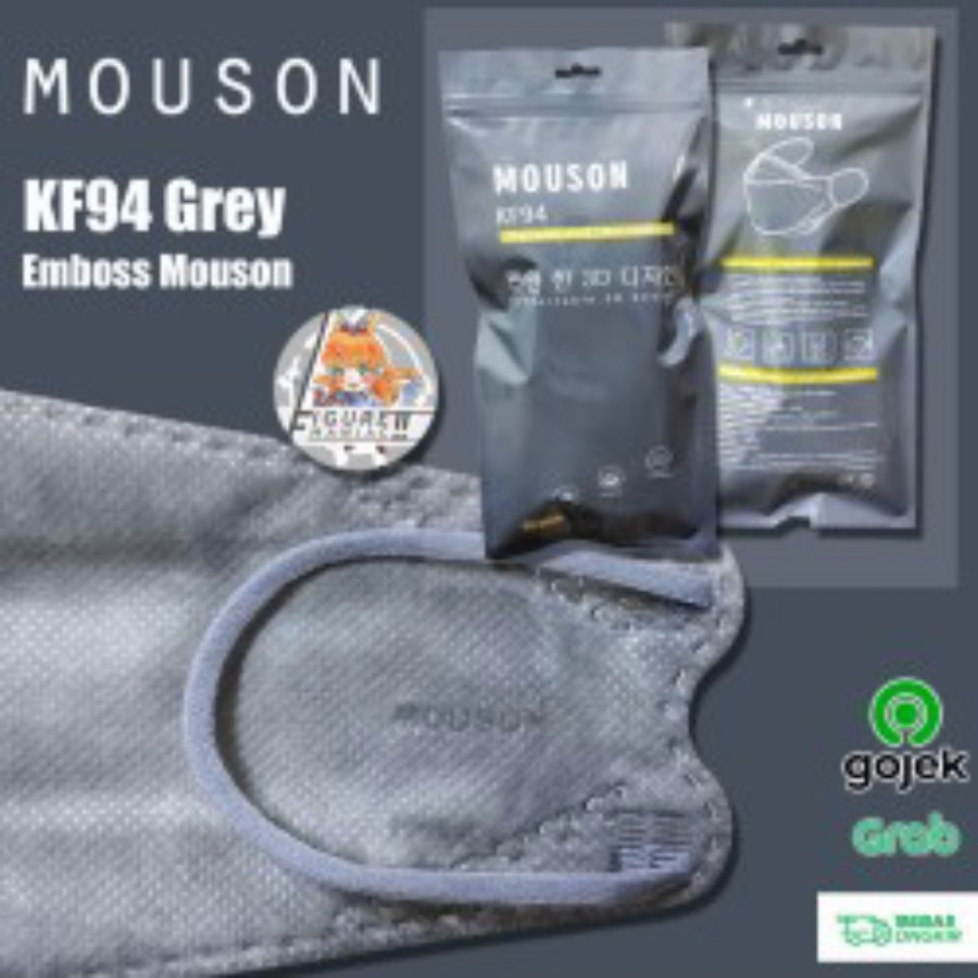 Masker KF94 Mouson 4 ply Black White Grey Masker warna Laki laki Pria