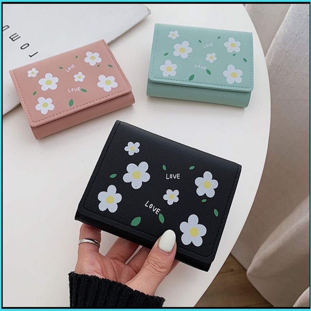 Dompet Pendek Wanita Bunga Dompet Lipat Branded Cewek Korea Branded Terbaru