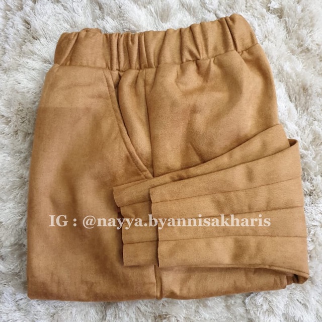 SUEDE PANTS / CELANA SUEDE (BAHAN SUEDE IMPORT) BROWN MUSTARD