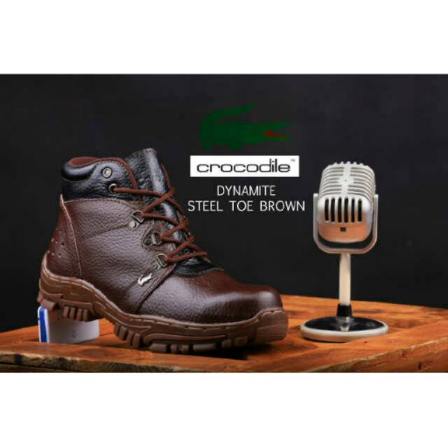 Crocodile Boots Safety Coklat , Sepatu Boots Safety Pria