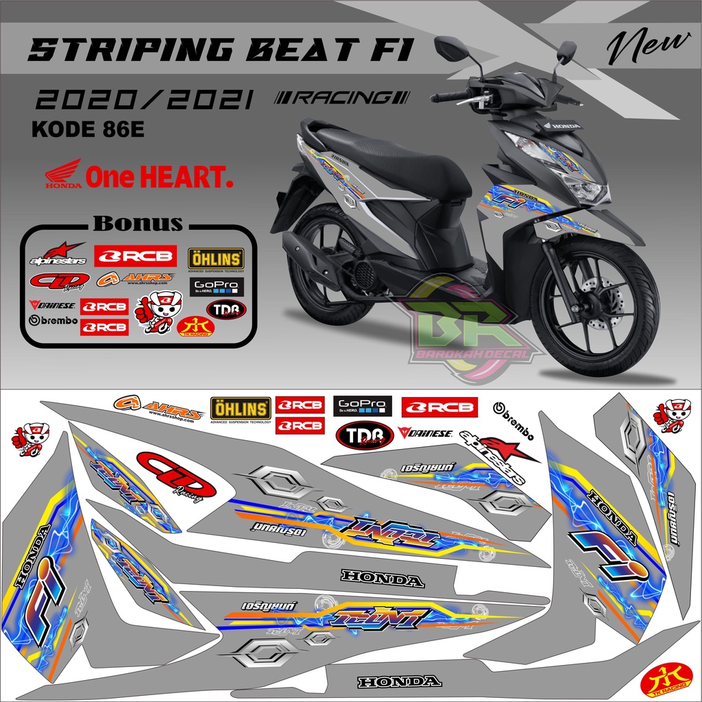 Striping Beat New 2020-2023 Stiker Lis Beat New Variasi kode 86