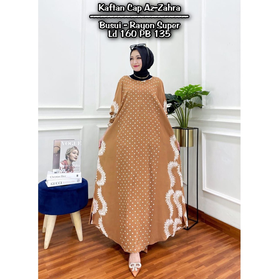 AZ-ZAHRA KAFTAN SIZE JUMBO XXXXL MOTIF CAP ENCIM WARNA SOFT BUSUI RESLETING DRESS WANITA KEKINIAN RAYON TEBAL BATIK PEKALONGAN