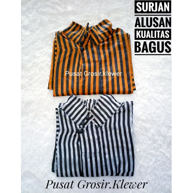 Baju Lurik Surjan Alusan Bahan Katun Premis Halus pakaian Jawa Modern