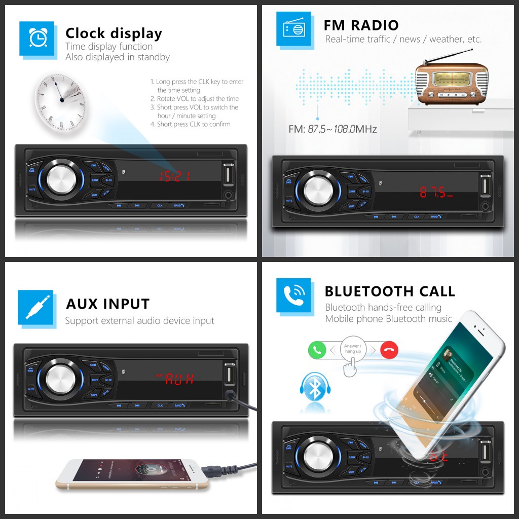 Tape Audio Mobil single din Bluetooth Version Multifungsi Bluetooth USB MP3 FM Radio 1030