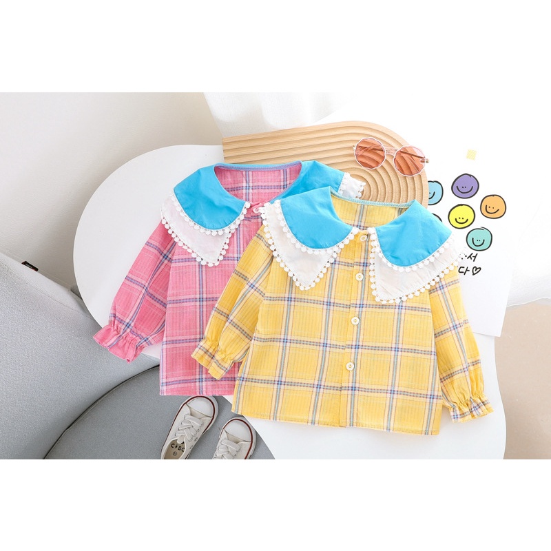 Baju Anak Perempuan EMA Set Kemeja dan Celana Jeans Fashion Anak Korean Style Import 2in1