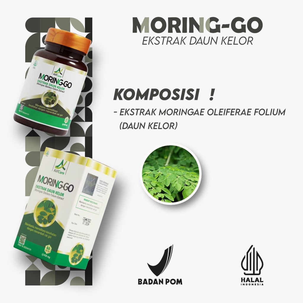 MORINGGO Kapsul Ekstrak Daun Kelor Obat Darah Tinggi Asam Urat Nyeri Sendi Kolestrol ASI Booster