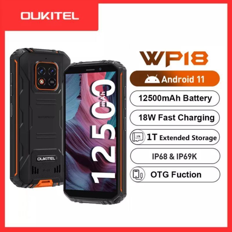 Oukitel WP18 Smartphone Outdoor IP68 Rugged Phone 12500mAh
