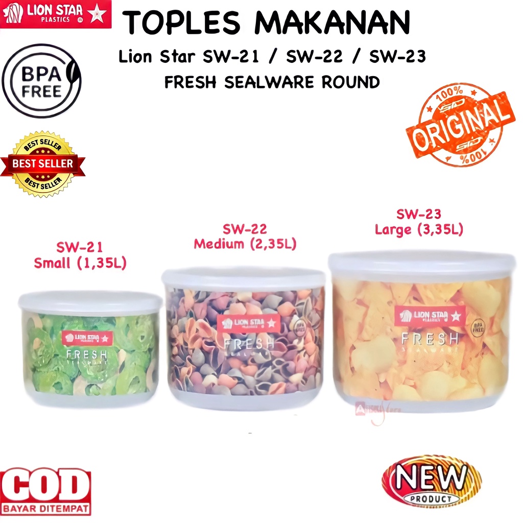 ( BISA COD ) LION STAR SW-21/22/23 / TEMPAT MAKAN BULAT / SEALWARE ROUND FRESH SMALL,MEDIUM,LARGE / TOPLES MAKANAN / TEMPAT SNACK PLASTIK / TOPLES MAKANAN BULAT / TEMPAT PENYIMPANAN MAKANAN / TEMPAT CEMILAN