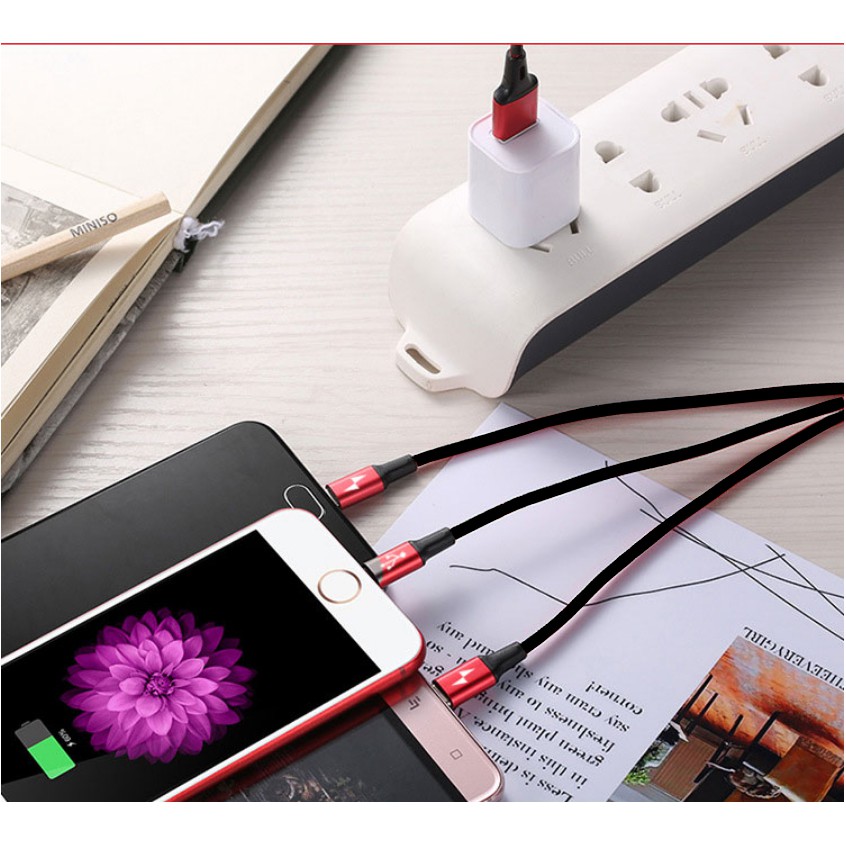 MENO Kabel 3in1 UNIVERSAL Android iPhone Charger HP USB Lightning C Xiaomi Samsung oppo vivo asus