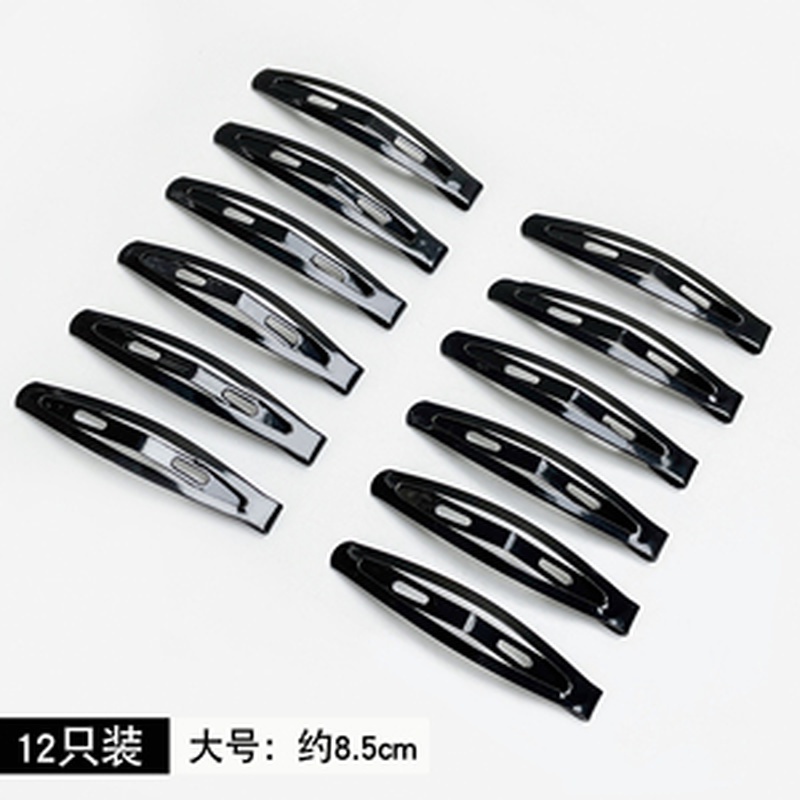 6 / 12pcs Jepit Rambut Bahan Metal Warna Hitam Gaya Korea Untuk Wanita