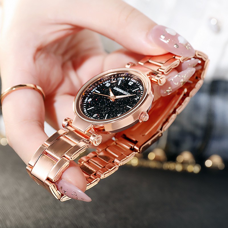 Jam Tangan Wanita ARIEL Analog Fashion Dengan Strap Stainless Steel Quartz Dial Bulat Import