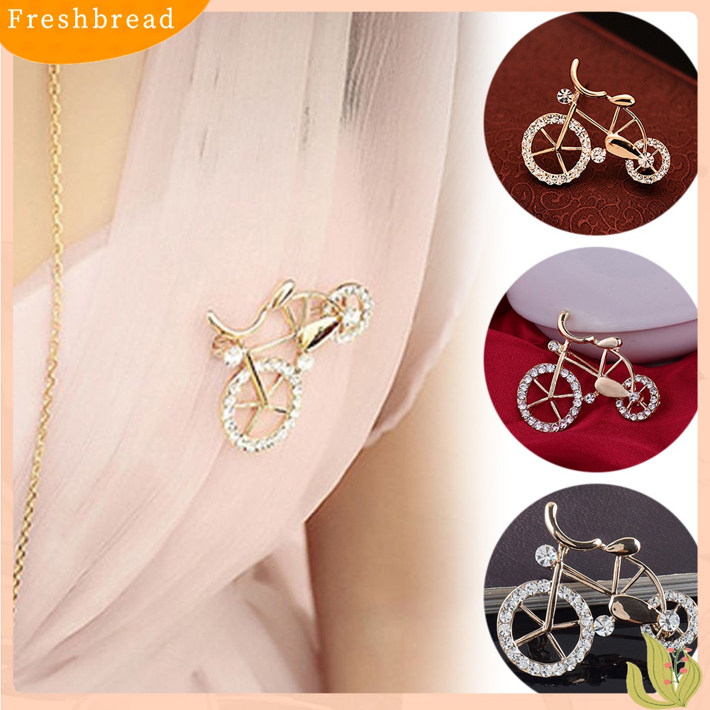 [ TERLARIS]Fashion Alloy Rhinestone Inlaid Bicycle Brooch Pin Badge Decor Jewelry Gift