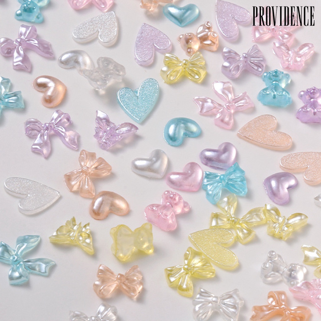 50pcs Ornamen Kuku 3D Bentuk Beruang Hati Efek Visual Berkilau Tidak Pudar Untuk Salon Charms