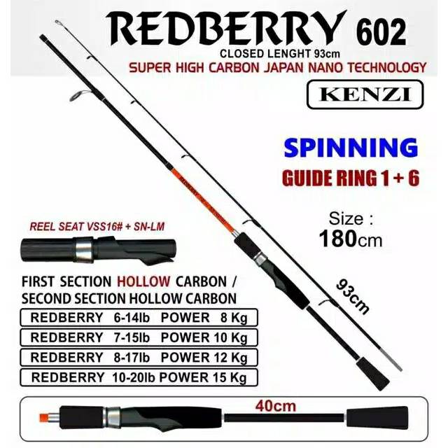 Joran pancing carbon kenzi redberry 10-20 lbs murah laris semarang