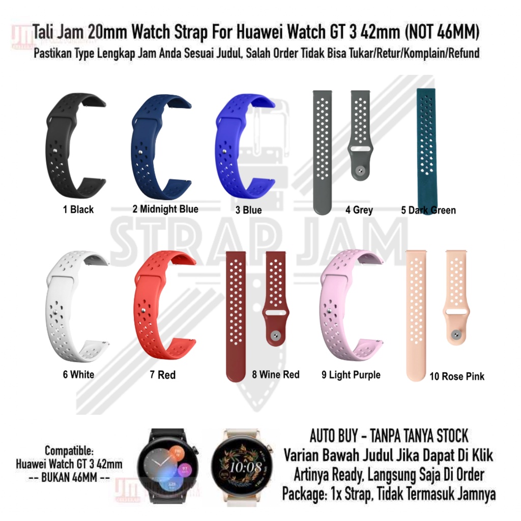 NIKE POLOS Strap Huawei Watch GT3 GT 3 42mm - Tali Jam 20mm Untuk Olahraga