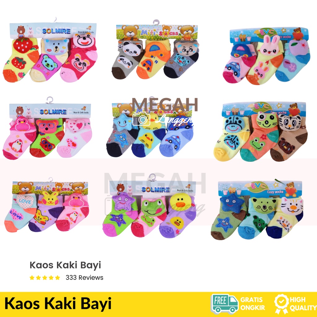 Kaos Kaki Bayi (isi 6 &amp; 12 pasang) kaos kaki bayi boneka 3D / kaos kaki baby 3in 1 motif karakter lucu - Kaus Kaki Katun Anak Untuk Bayi -Kado untuk bayi, Kaus Kaki Kartun Bayi - Kaos Kaki Bayi / Kaos Kaki Bayi isi 3 /Kaos Kaki Newborn / Kaos Kaki 3in1