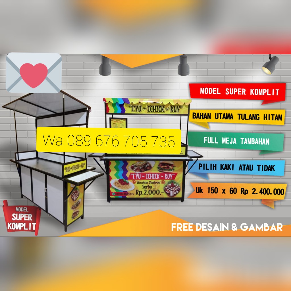 Jual Gerobak Lipat Booth Portable Gerobak Minuman Gerobak Makanan