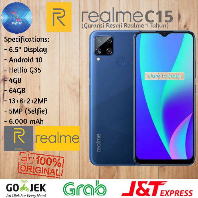 Realme C15 Ram 4GB Rom 128GB 4/128 4/64 3/64 Garansi Resmi Realme 1 Tahun-Blue