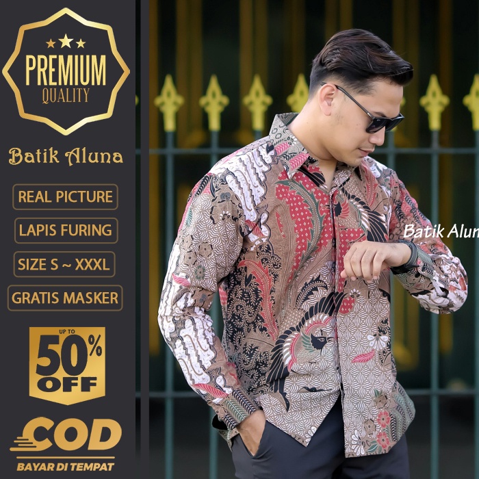 BATIK PRIA LENGAN PANJANG MEWAH PREMIUM ALUNA PRABUSENO SHANGHAI KERIS KEMEJA BATIK ACARA NIKAHAN KE