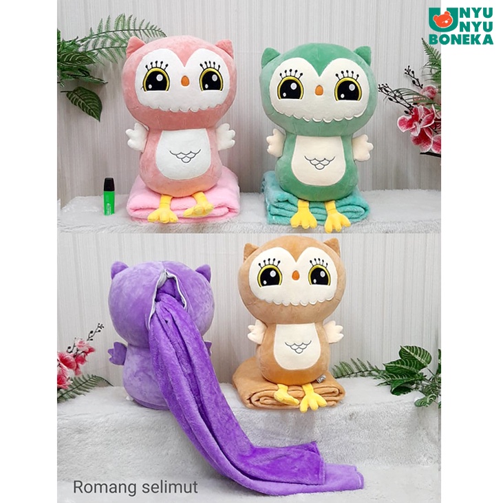 Boneka Bantal Selimut Romang Burung Hantu Owl Animal Balmut 3 in 1