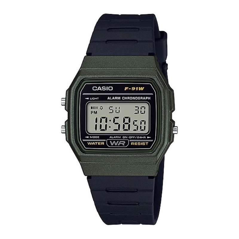 JAM TANGAN WANITA CASIO F-91WM-3A ORIGINAL - F91WM HITAM HIJAU