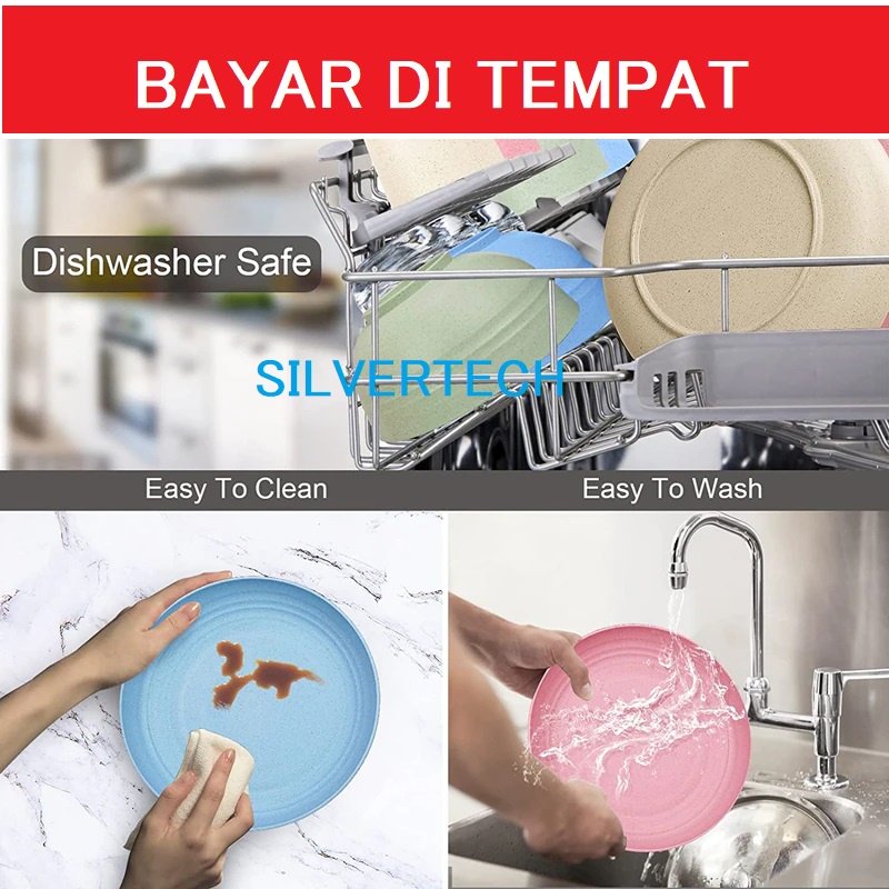 Piring Plastik Dapur Jerami Gandum Hidangan Saus Makanan Papan Rasa Makanan Ringan Piring Buah Piring Rumah Tangga Bulat Piring Makan Malam